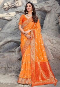 Orange-silk-festival-wear-saree-1306