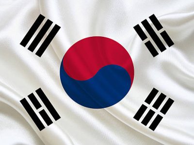 South Korean Flag, three dimensional render, satin texture South Korean Flag, three dimensional render, satin texture